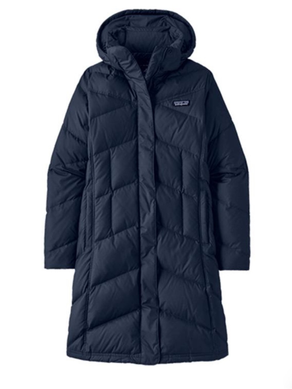 Patagonia Navy Down With It Quilted Long Puffer Jacket